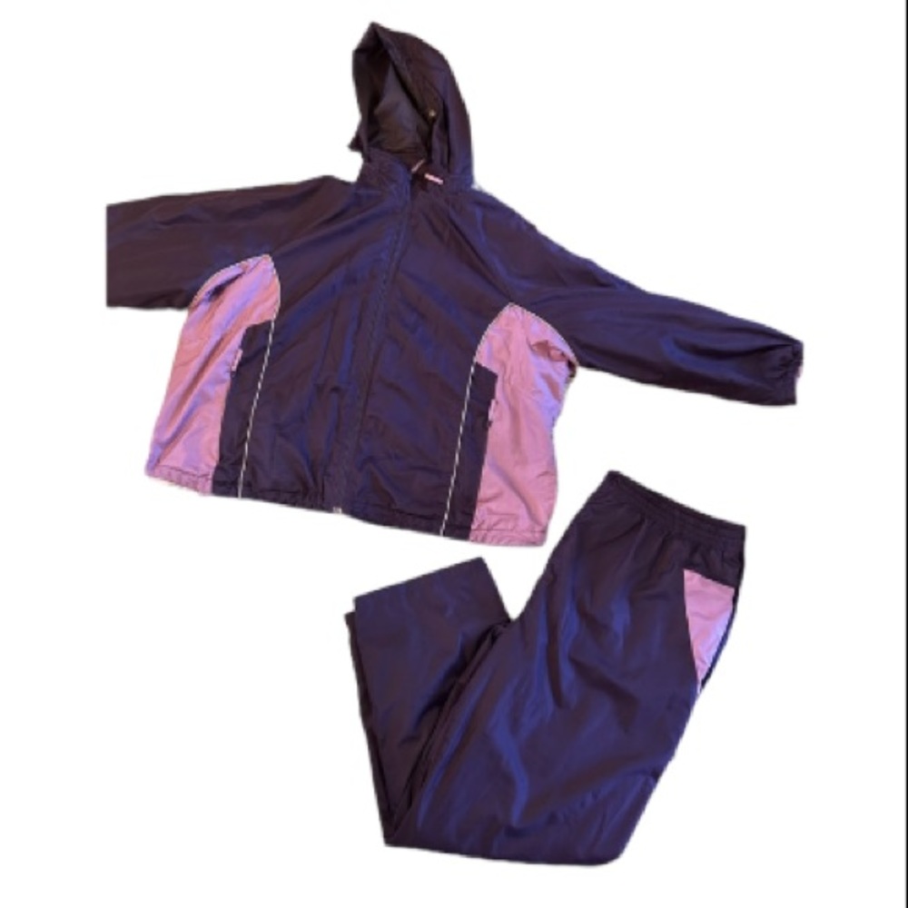Purple 2pc Rain Outerwear: Activewear Jacket & Pants Plus Size 3X